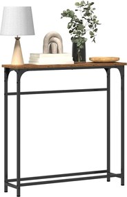 vidaXL Τραπέζι κονσόλας με ράφι Παλιό ξύλο 75 x 19,5 x 75 εκ.
