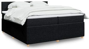 vidaXL Κρεβάτι Boxspring με Στρώμα Μαύρο 200x200 εκ. Υφασμάτινο