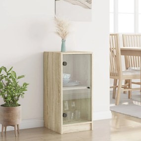 vidaXL Βοηθητικό Ντουλάπι Sonoma Δρυς 35x37x75,5εκ. με Γυάλινες Πόρτες