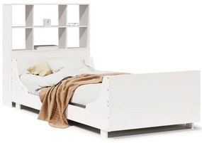 vidaXL Κρεβάτι Βιβλιοθήκη Χωρίς Στρώμα Λευκό 90x200 εκ Μασίφ Πεύκο