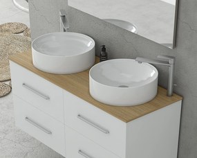 Drop Torino 120 White 1  MDF - Έπιπλο Μπάνιου Με 2 Νιπτήρες &amp; Καθρέπτη