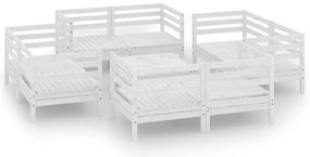 vidaXL Σαλόνι Κήπου Σετ 9 Τεμαχίων Λευκό από Μασίφ Ξύλο Πεύκου