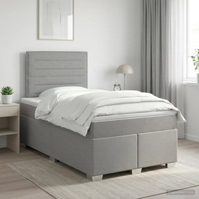vidaXL Κρεβάτι box spring με στρώμα Ανοιχτό γκρι 120 x 200 cm Ύφασμα