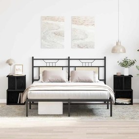 vidaXL Κομοδίνα 2 τεμ Μαύρη Δρυς 35x35x55 εκ Κατασκευασμένο ξύλο