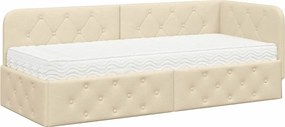 vidaXL Κρεβάτι Γωνίας Κρεμ 80 x 200 cm ύφασμα