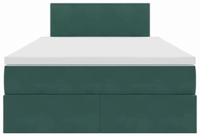 vidaXL Κρεβάτι Αποθήκης με στρώμα Σκούρο Πράσινο 120 x 200 cm Βελούδο