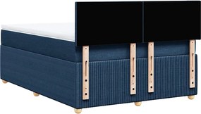 vidaXL Κρεβάτι Boxspring με Στρώμα Μπλε 140x200 εκ. Υφασμάτινο