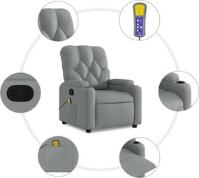 vidaXL Πολυθρόνα Μασάζ Ανακλινόμενη Ανοιχτό Γκρι Υφασμάτινη