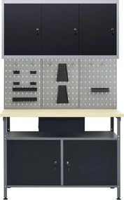 vidaXL Πάγκος Εργασίας με Τρία Πάνελ Τοίχου και Ένα Ντουλάπι
