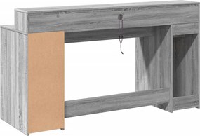 vidaXL Γραφείο με LED Γκρι Sonoma 160x55x91 εκ. Επεξεργ. Ξύλο