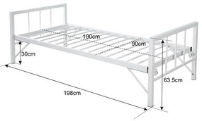 Κρεβάτι-Καναπές Remmie μέταλλο σε λευκή απόχρωση 94x198x86εκ 94x198x86 εκ.