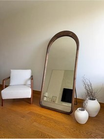 Stewehome Οβάλ καθρέφτης δαπέδου με φυσικό ξύλινο πλαίσιο Πολύχρωμο 180x80 cm