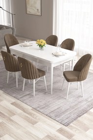 Extendable Dining Table &amp; Chairs Set (7 Pieces) Roz - White, Brown White
Brown