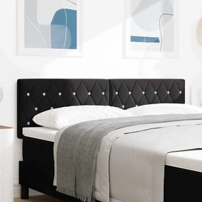 vidaXL LED Κεφαλάρι Μαύρο 72 εκ. με Κρύσταλλο και Μπουτόν Βελούδου.
