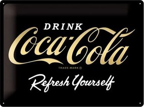 Μεταλλική πινακίδα Coca-Cola - Logo Gold, (40 x 30 cm)