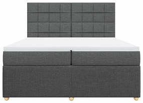 vidaXL Κρεβάτι Boxspring με Στρώμα Σκούρο Γκρι 200x200 εκ. Υφασμάτινο