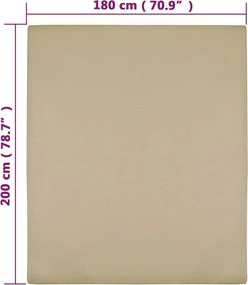 vidaXL Σεντόνι με Λάστιχο Taupe 180x200 εκ. Βαμβακερό Ζέρσεϊ