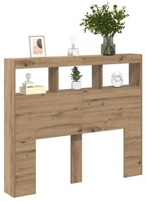 vidaXL Κεφαλάρι Ντουλάπι με LED artisan δρυς 121 x 17 x 102 εκ.
