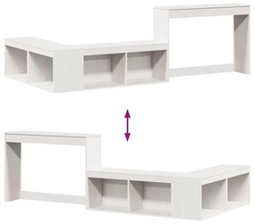 Κομοδίνο με Γραφείο Λευκό 232x122x75 εκ. από Μασίφ Ξύλο Πεύκου - Λευκό