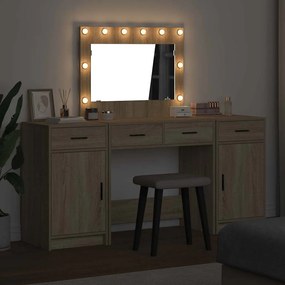vidaXL Τραπέζι περιποίησης με συρτάρι 3 pcs Καφέ Επεξεργασμένο ξύλο