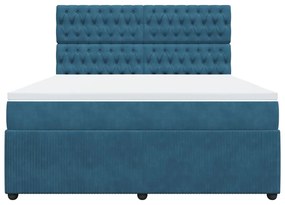 vidaXL Κρεβάτι Boxspring με Στρώμα Σκούρο Μπλε 180x200 εκ. Βελούδινο