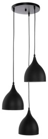 CEILING PENDANT LAMP  3-LIGHT BLACK METAL Φ33x33-115Hcm. 33x33x115 εκ.