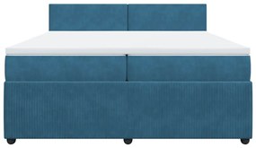 Κρεβάτι Boxspring με Στρώμα Μπλε 200x200 εκ. Βελούδινο - Μπλε