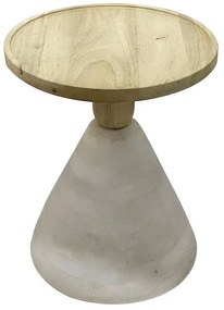 Βοηθητικό τραπέζι Spello Inart white wash-φυσικό μασίφ mango ξύλο Φ38x46εκ 38x38x46 εκ.