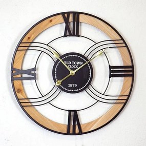 Ρολόι Τοίχου 753-10023 60x4.5x60cm Natural-Black Estheti Home Wood,Metal