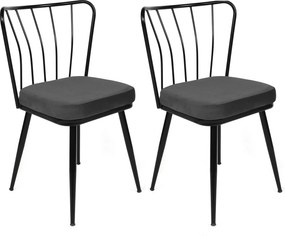 Καρέκλα 2τμχ Μαύρο YILDIZ 43x42x82