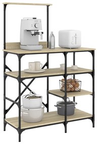 vidaXL Ραφιέρα Κουζίνας Sonoma Δρυς 90x40x132 εκ. Επ. Ξύλο &amp; Μέταλλο