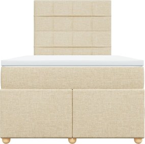 vidaXL Κρεβάτι Boxspring με Στρώμα Κρεμ 120x190 εκ. Υφασμάτινο