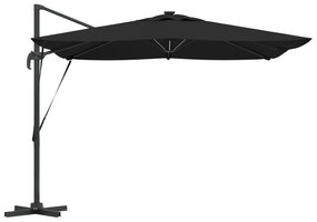 vidaXL Ομπρέλα με Βραχίονα Roma με LED Μαύρη 286x285x270 cm Αλουμίνιο
