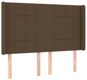 Κεφαλάρι Κρεβατιού LED Σκούρο Καφέ 147x16x118/128εκ. Υφασμάτινο - Καφέ