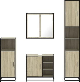 vidaXL Σετ Επίπλων Μπάνιου 4 Τεμαχίων Sonoma Δρυς Επεξεργασμένο Ξύλο