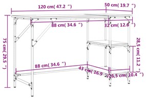 ΓΡΑΦΕΙΟ SONOMA ΔΡΥΣ 120X50X75 ΕΚ. ΜΕΤΑΛΛΟ &amp; ΕΠΕΞΕΡΓΑΣΜΕΝΟ ΞΥΛΟ 845322