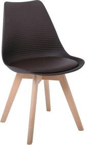 MARTIN STRIPE Καρέκλα Ξύλινο Πόδι, PP Καφέ   4τμχ