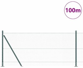 vidaXL Φράχτης με Στήλες. Πράσινο 1 x 100 m Ατσάλι με επικάλυψη PVC