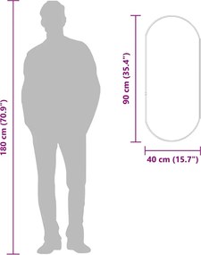 vidaXL Καθρέφτης Τοίχου Οβάλ Μαύρος 90 x 40 εκ.