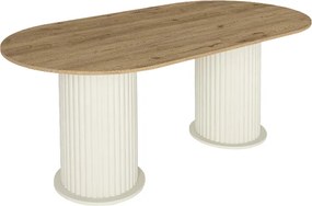 Τραπέζι Bohema Megapap χρώμα ivory - sepet oak 180x90x77,7εκ.