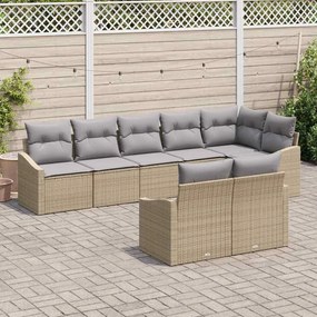 vidaXL Σετ Καναπέ Κήπου 8 pcs Μπεζ Πολυ ράταν
