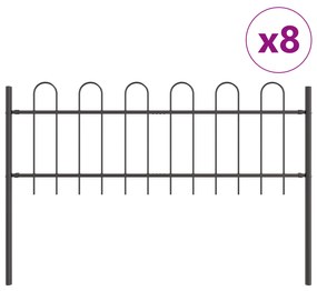 vidaXL Φράχτης για κήπο με θόλο Γκρι 13,6x0,6 μ Χάλυβας