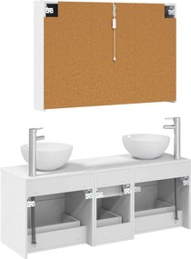 vidaXL Σετ Επίπλων Μπάνιου 4 pcs Λευκό Επεξεργασμένο Ξύλο και Γυαλί