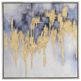 Πίνακας ελαιογραφία Golden flakes με κορνίζα  100 * 3.7 * 100cm