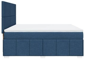 vidaXL Κρεβάτι Boxspring με Στρώμα Μπλε 180x200 εκ. Υφασμάτινο