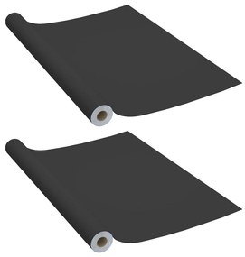 vidaXL Μεμβράνες Αυτοκόλλητες για Έπιπλα 2 τεμ. Μαύρες 500x90 εκ. PVC