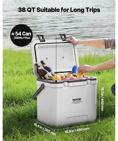VEVOR Portable Cooler 38 QT Insulated Cooler 54 Can Capacity with Cup Holder