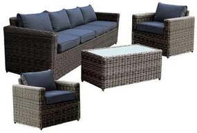 Set ARIZONA (Τραπέζι +4θέσ+2Πολυθρόνα) Wicker Grey Brown Μαξ.Aνθρακί