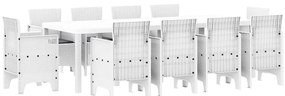 vidaXL Σέτ φαγητού για κήπο 11 pcs Λευκό Rattan Polt