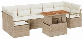 vidaXL Σετ Καναπέ Κήπου με μαξιλάρι 8 pcs Μπεζ, Κρέμα 100 x 55 x 73 εκ